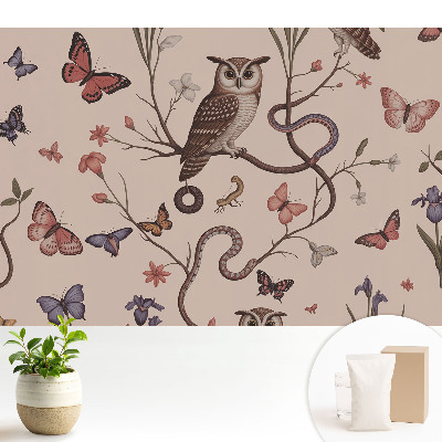 Fototapeta flizelinowa do salonu Naturalna sielanka motyle i kwiaty