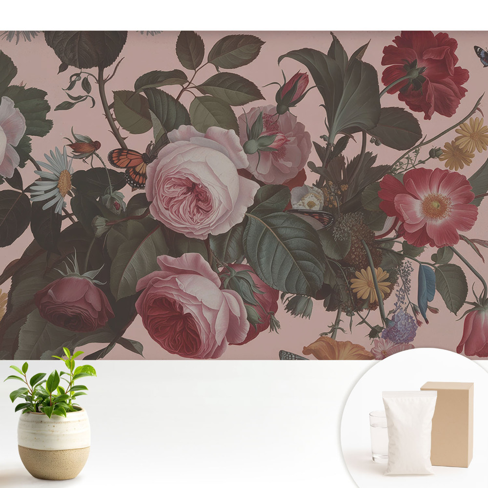 Tapeta fotograficzna flizelinowa Kwiaty i motyle harmonia natury