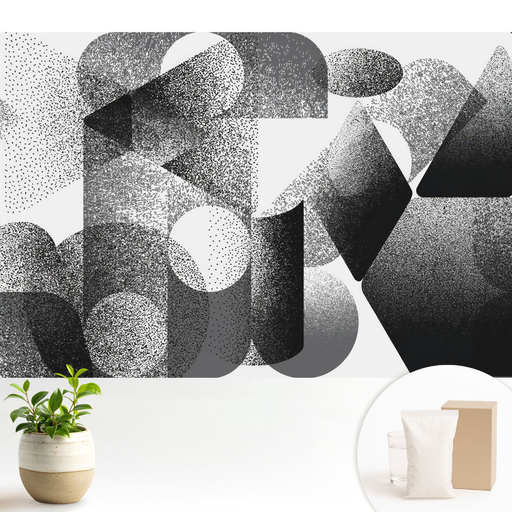 Fototapeta z nadrukiem na flizelinie Abstrakcyjne figury geometryczne czerń szarość