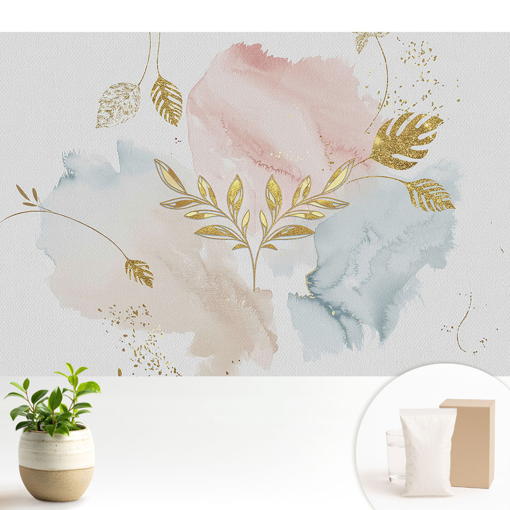 Fototapeta do salonu Pastelowe liście delikatność elegancja