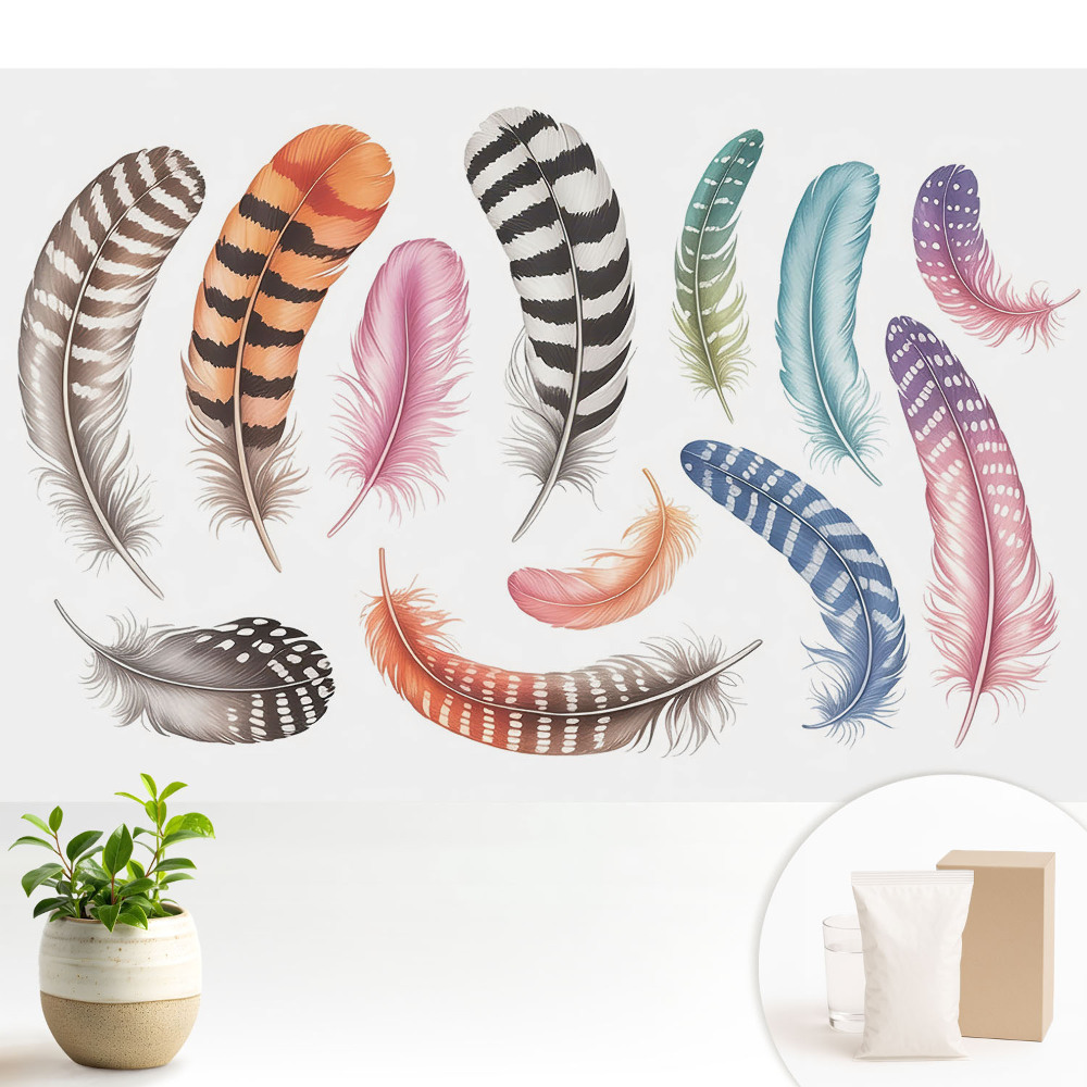 Fototapeta na wymiar do sypialni Kolorowe pióra nowoczesny design