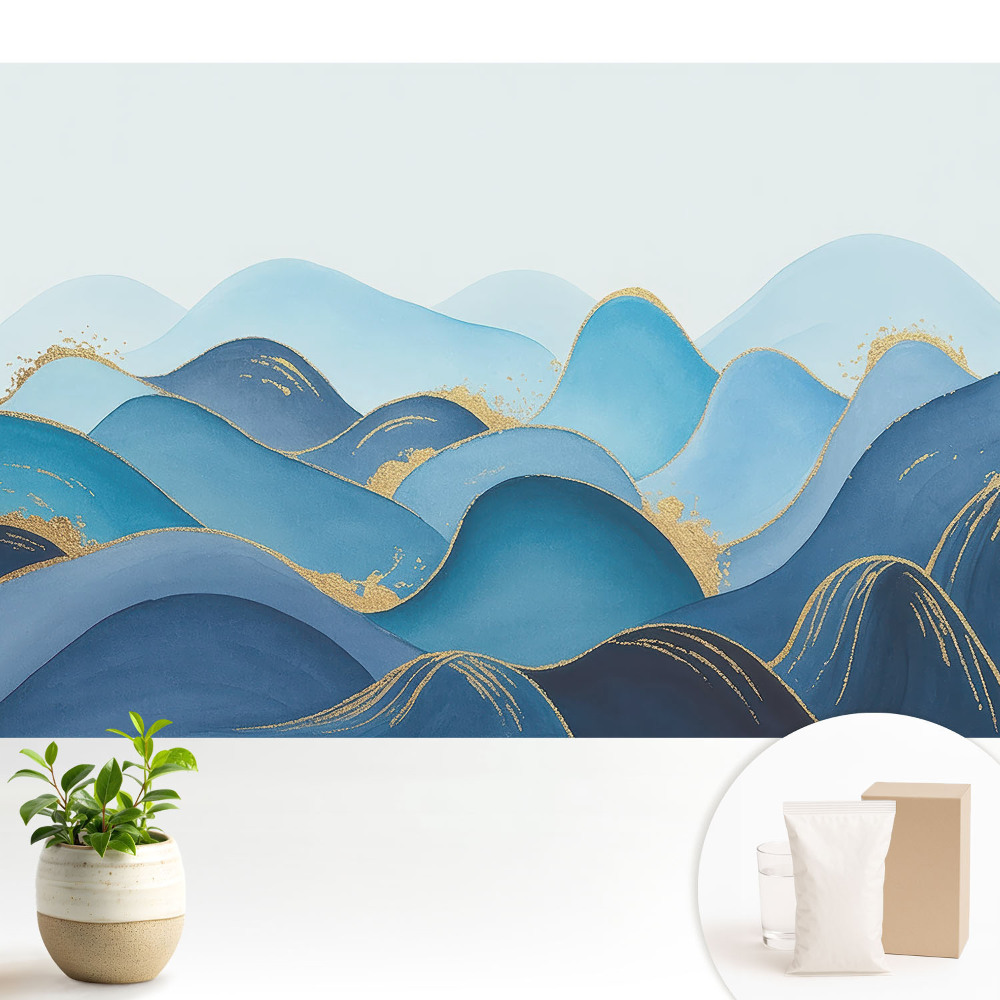 Fototapeta do salonu Niebieskie fale z żółtym akcentem