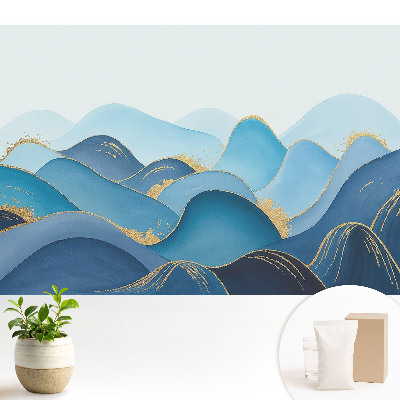 Fototapeta do salonu Niebieskie fale z żółtym akcentem