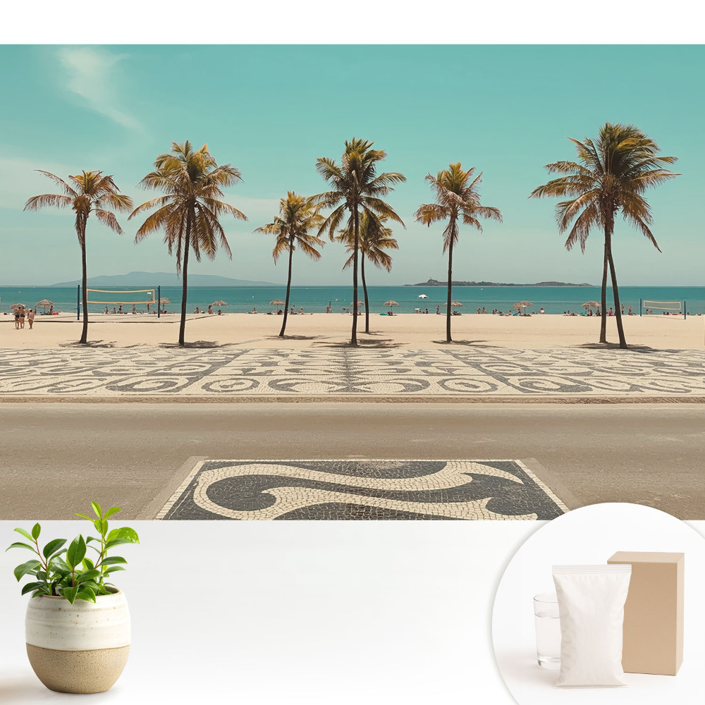 Fototapeta z nadrukiem na flizelinie Tropikalna plaża palmy ocean