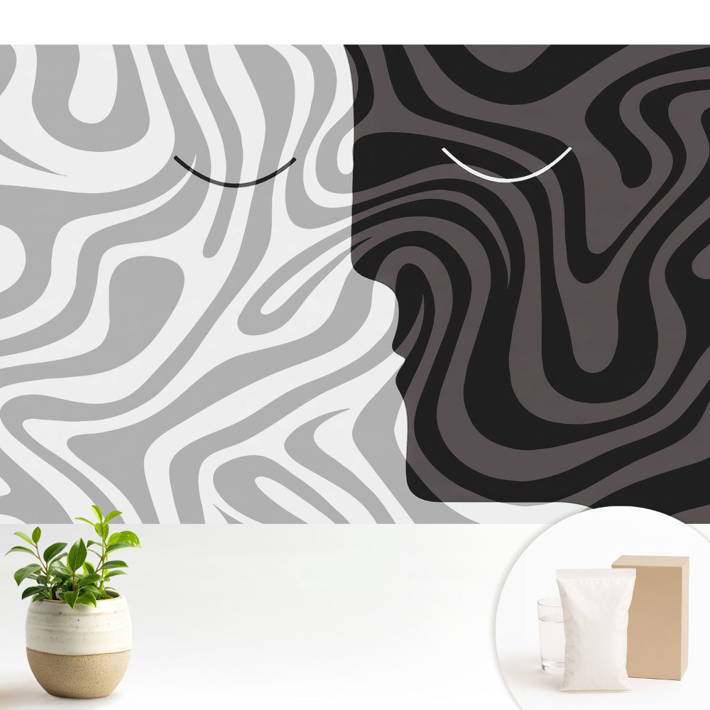 Tapeta fotograficzna flizelinowa Kontrastujący abstrakcyjny wzór twarzy