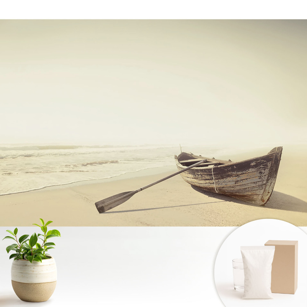 Fototapeta do salonu Spokojna łódź na plaży