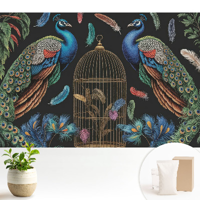 Tapeta fotograficzna flizelinowa Pawie i klatka vintage