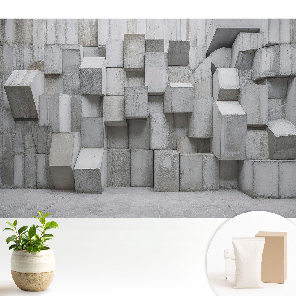 Fototapeta z nadrukiem na flizelinie Betonowe prostopadłościany industrialne.