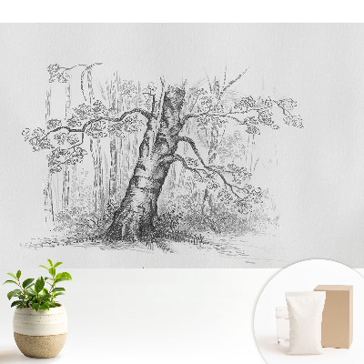 Fototapeta flizelinowa do salonu Rysunek drzewa w lesie