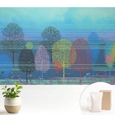 Fototapeta flizelinowa do salonu Kolorowe drzewa na tle nieba