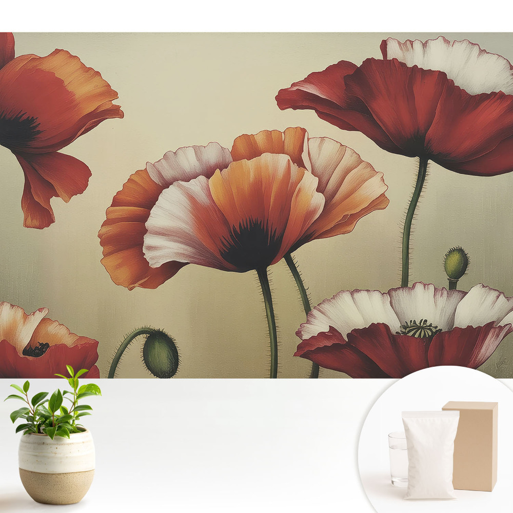 Fototapeta do salonu Kwiaty maków w klasycznym stylu