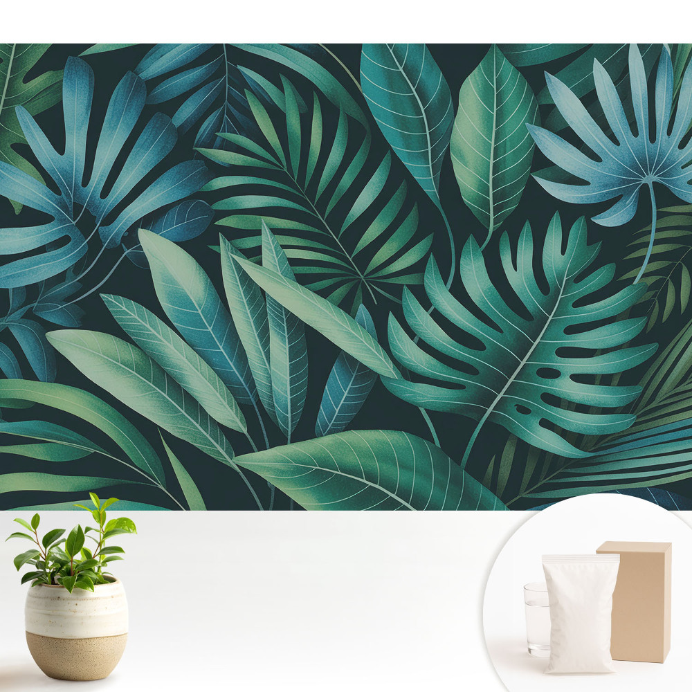 Tapeta fotograficzna flizelinowa Liście tropikalne harmonijne wzory