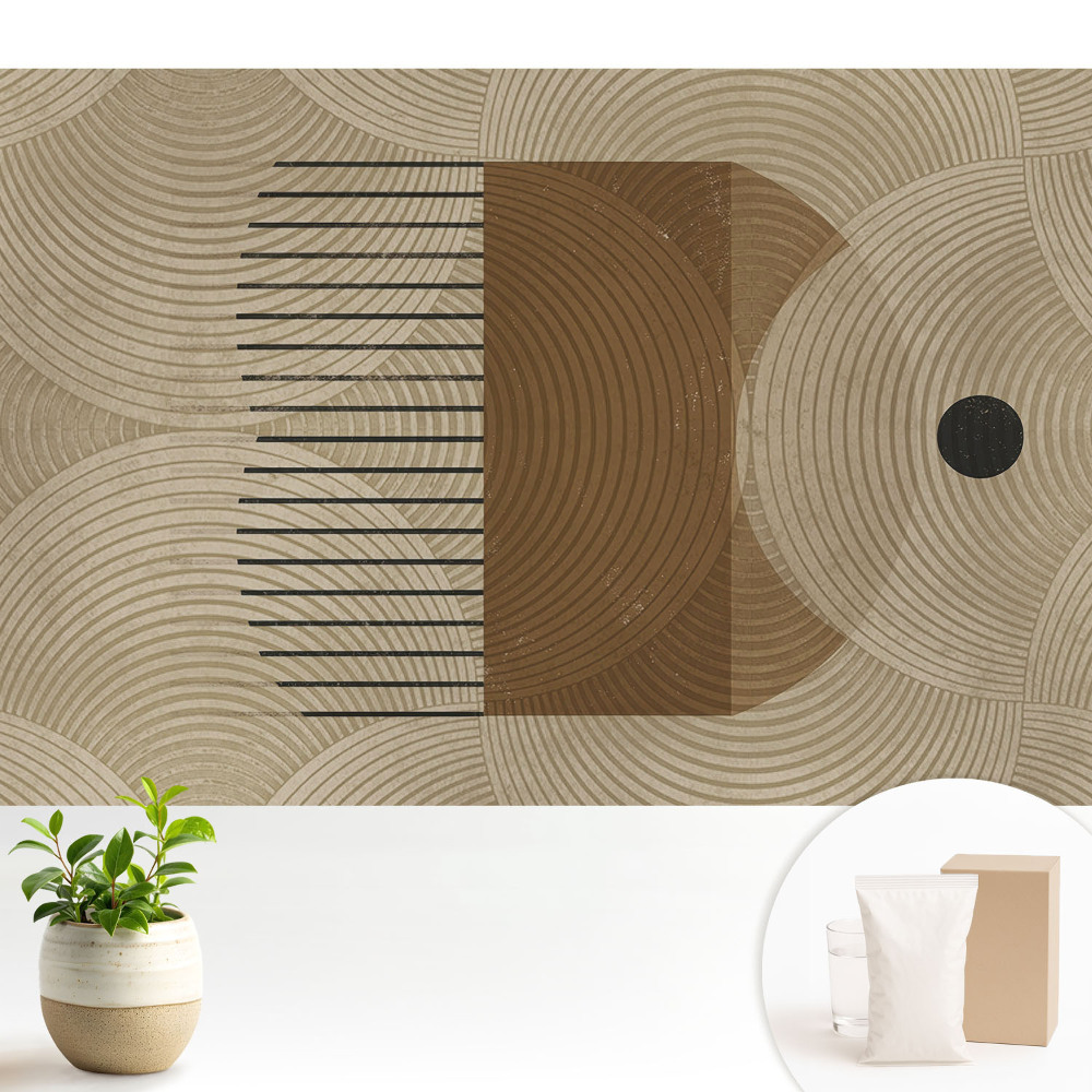 Tapeta fotograficzna flizelinowa Geometryczne okręgi i linie w ciepłych odcieniach