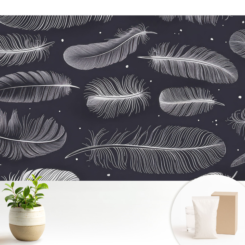 Tapeta fotograficzna flizelinowa Pióra na ciemnym tle