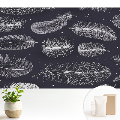 Tapeta fotograficzna flizelinowa Pióra na ciemnym tle