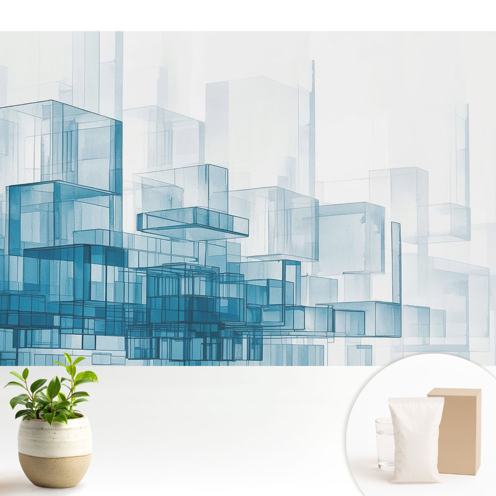 Fototapeta z nadrukiem na flizelinie Przestrzenne niebieskie sześciany nowoczesność