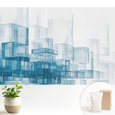 Fototapeta z nadrukiem na flizelinie Przestrzenne niebieskie sześciany nowoczesność