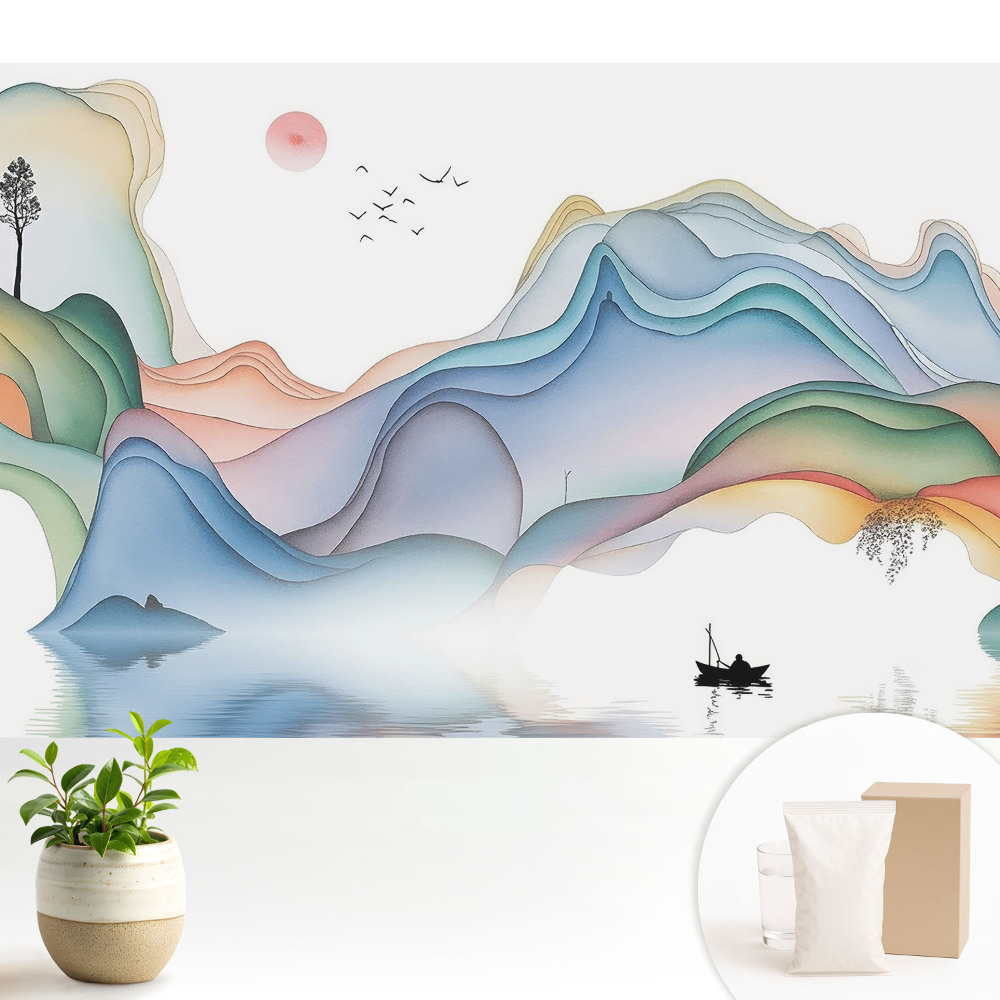 Fototapeta z nadrukiem na flizelinie Pastelowy krajobraz z falującymi górami