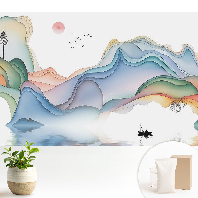 Fototapeta z nadrukiem na flizelinie Pastelowy krajobraz z falującymi górami