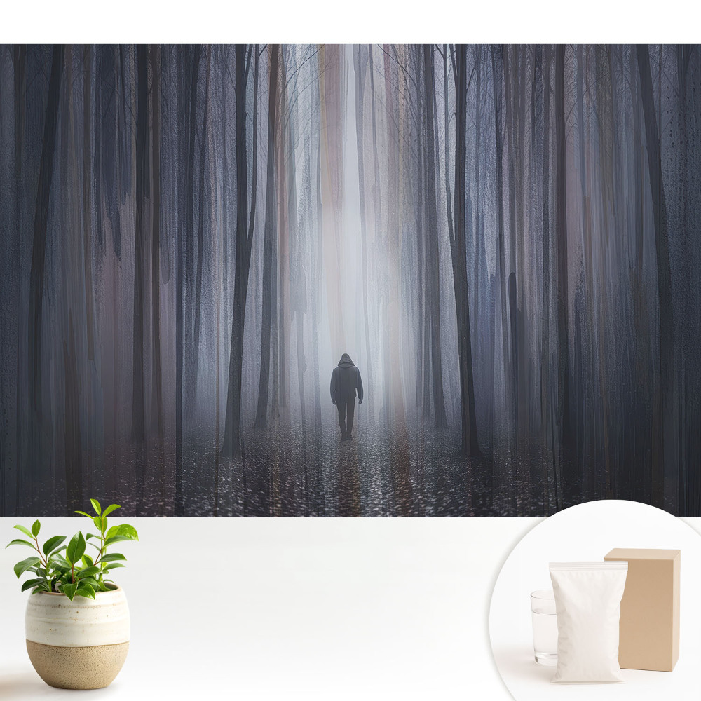 Tapeta fotograficzna flizelinowa Samotna postać w tajemniczym lesie