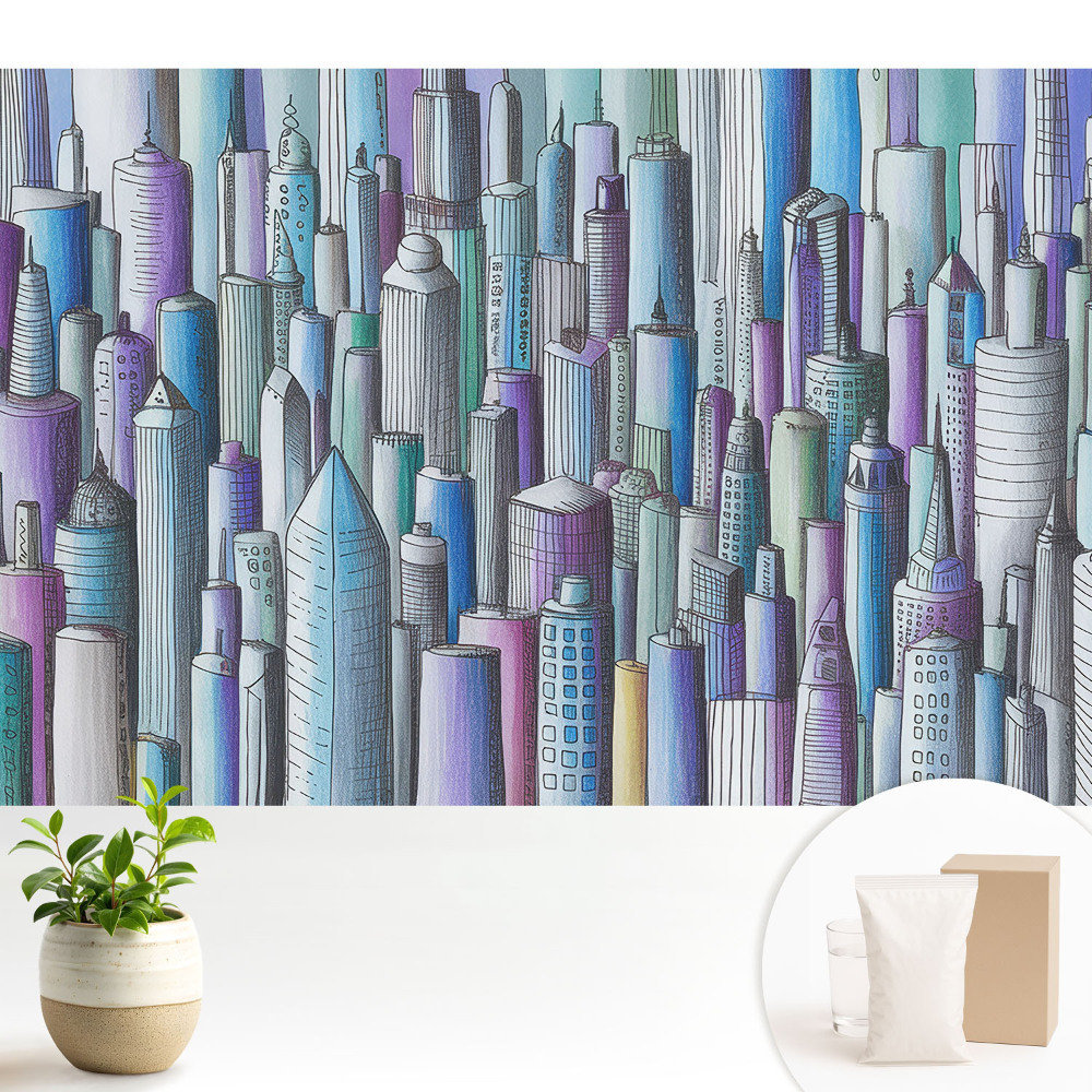 Fototapeta z nadrukiem na flizelinie Kolorowe wieżowce metropolii