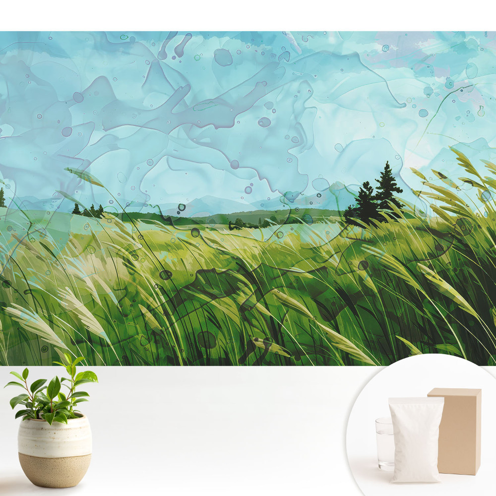 Tapeta fotograficzna flizelinowa Rustykalna łąka w akwareli