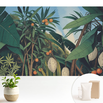 Fototapeta na wymiar do sypialni Egzotyczne liście i owoce w tropikach