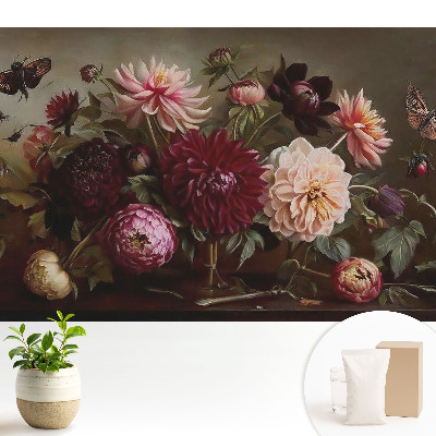Fototapeta flizelinowa do salonu Kwiaty i motyle w klasycznym bukiecie