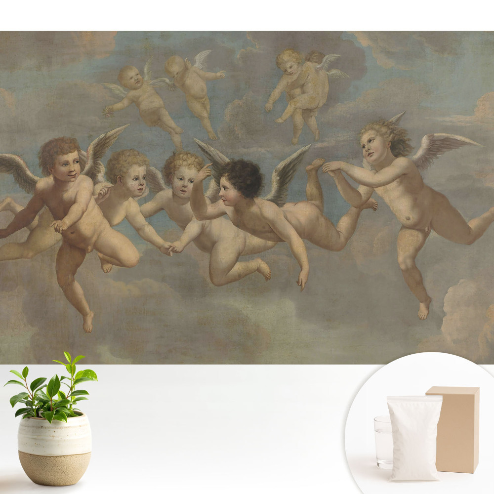 Nowoczesna fototapeta na wymiar Niebiańskie putta w chmurach