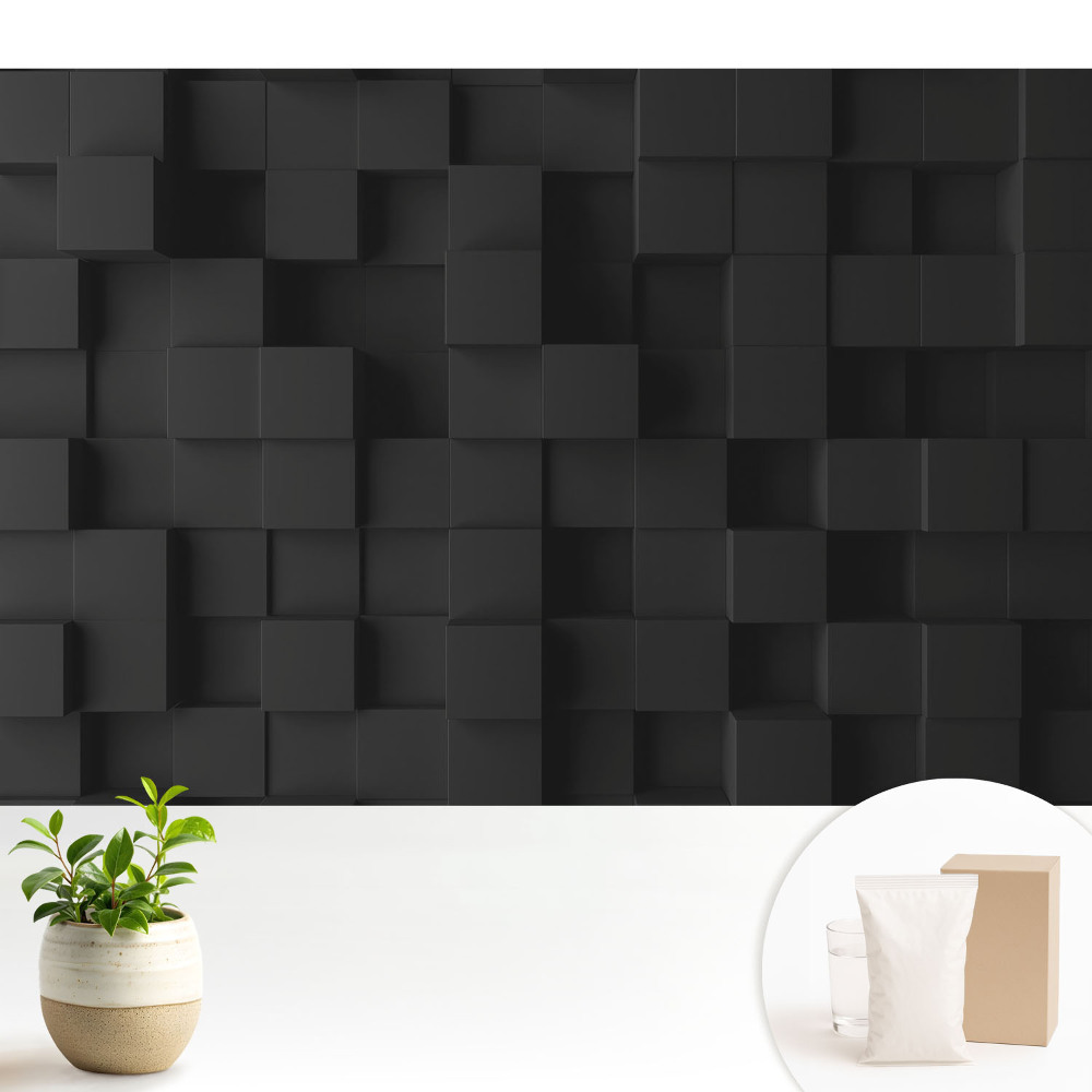 Fototapeta z nadrukiem na flizelinie Czarne sześcienne kształty na ścianie