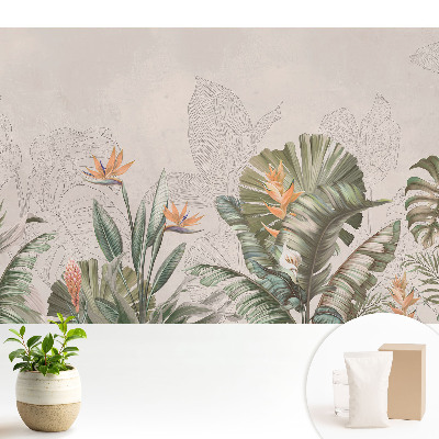 Fototapeta do salonu Egzotyczna roślinność z kolorowymi kwiatami