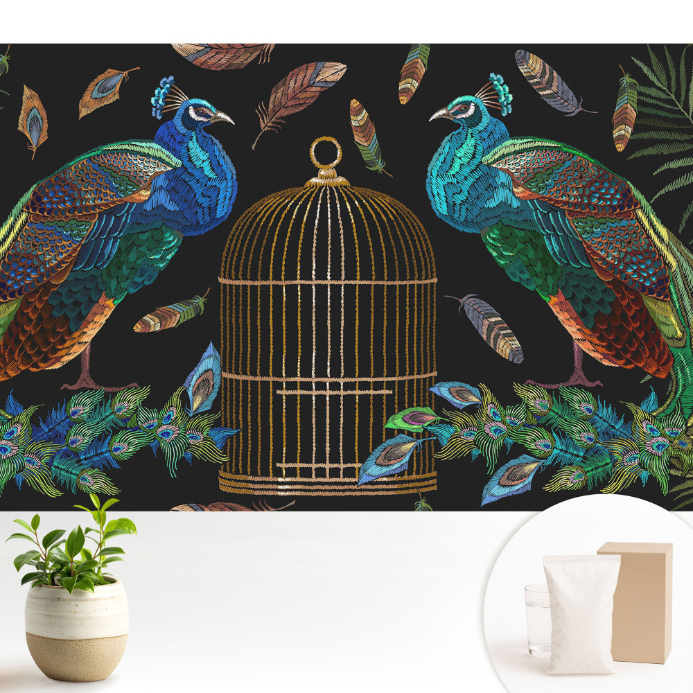 Tapeta fotograficzna flizelinowa Pawie wśród piór symetria