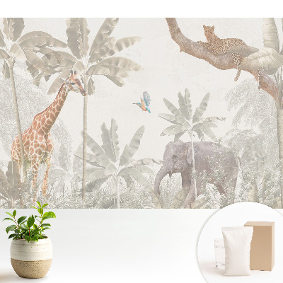 Tapeta fotograficzna flizelinowa Egzotyczna fauna i flora w pastelowych tonach