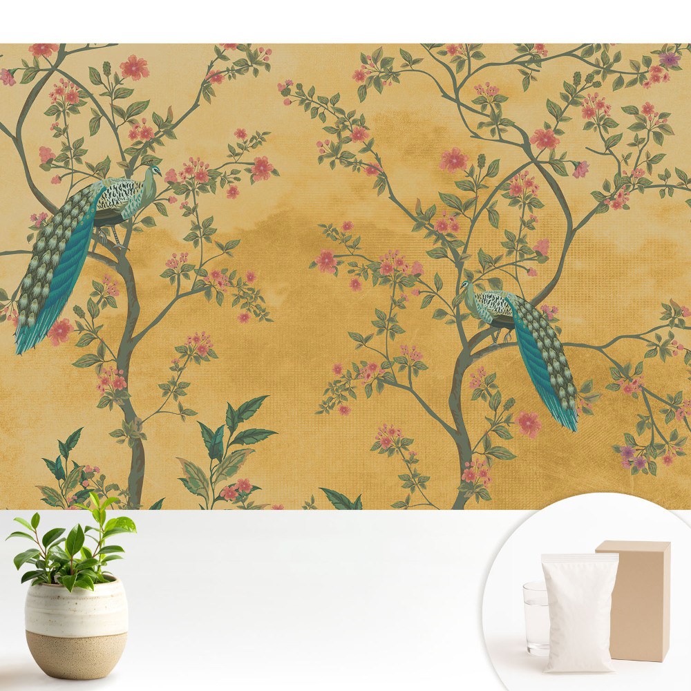 Fototapeta do salonu Pawie motywy kwiatowe