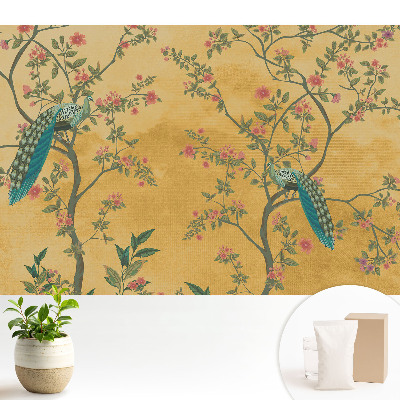 Fototapeta do salonu Pawie motywy kwiatowe