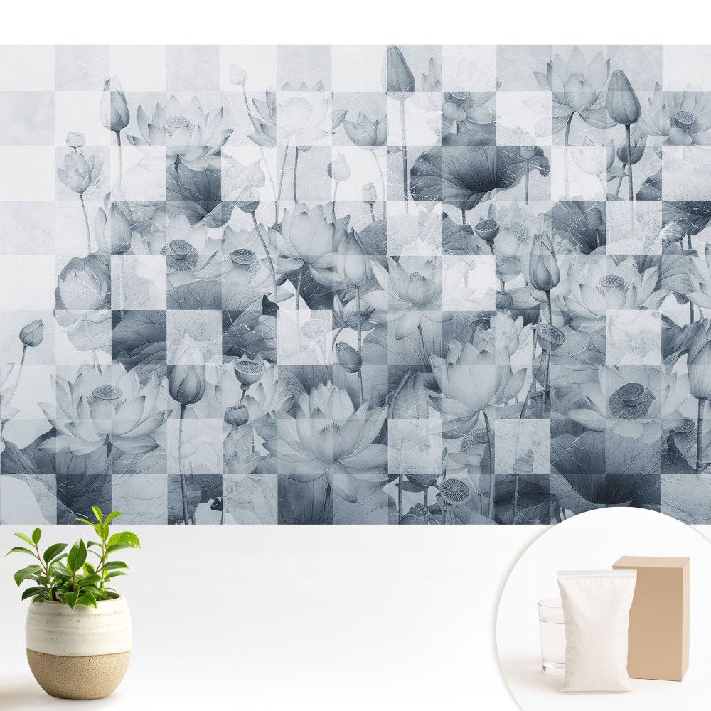 Fototapeta flizelinowa do salonu Nowoczesne kwiaty lotosu w geometrycznym stylu