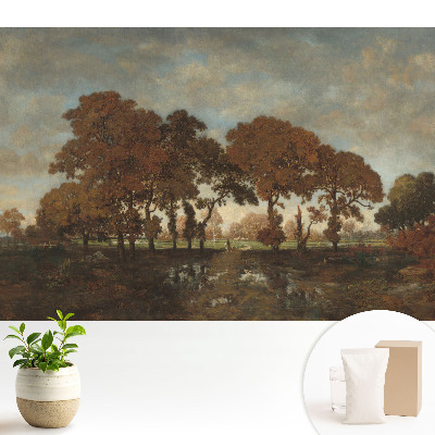 Nowoczesna fototapeta na wymiar Jesienne drzewa w rustykalnym krajobrazie