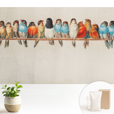 Fototapeta flizelinowa do salonu Kolorowe ptaki na gałęzi w klasycznym stylu