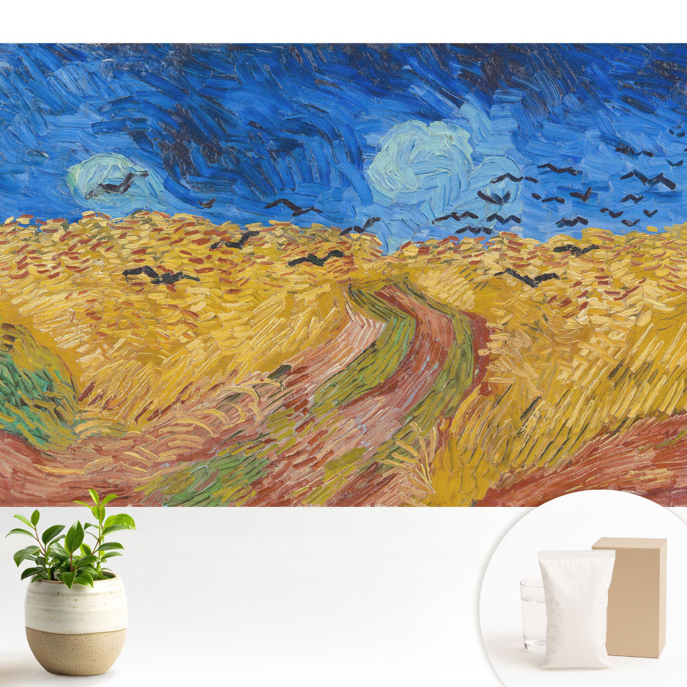 Fototapeta z nadrukiem na flizelinie Żywe kolory falujące zboże ptaki