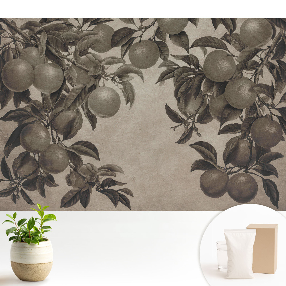 Fototapeta do salonu Monochromatyczne owoce retro liście vintage