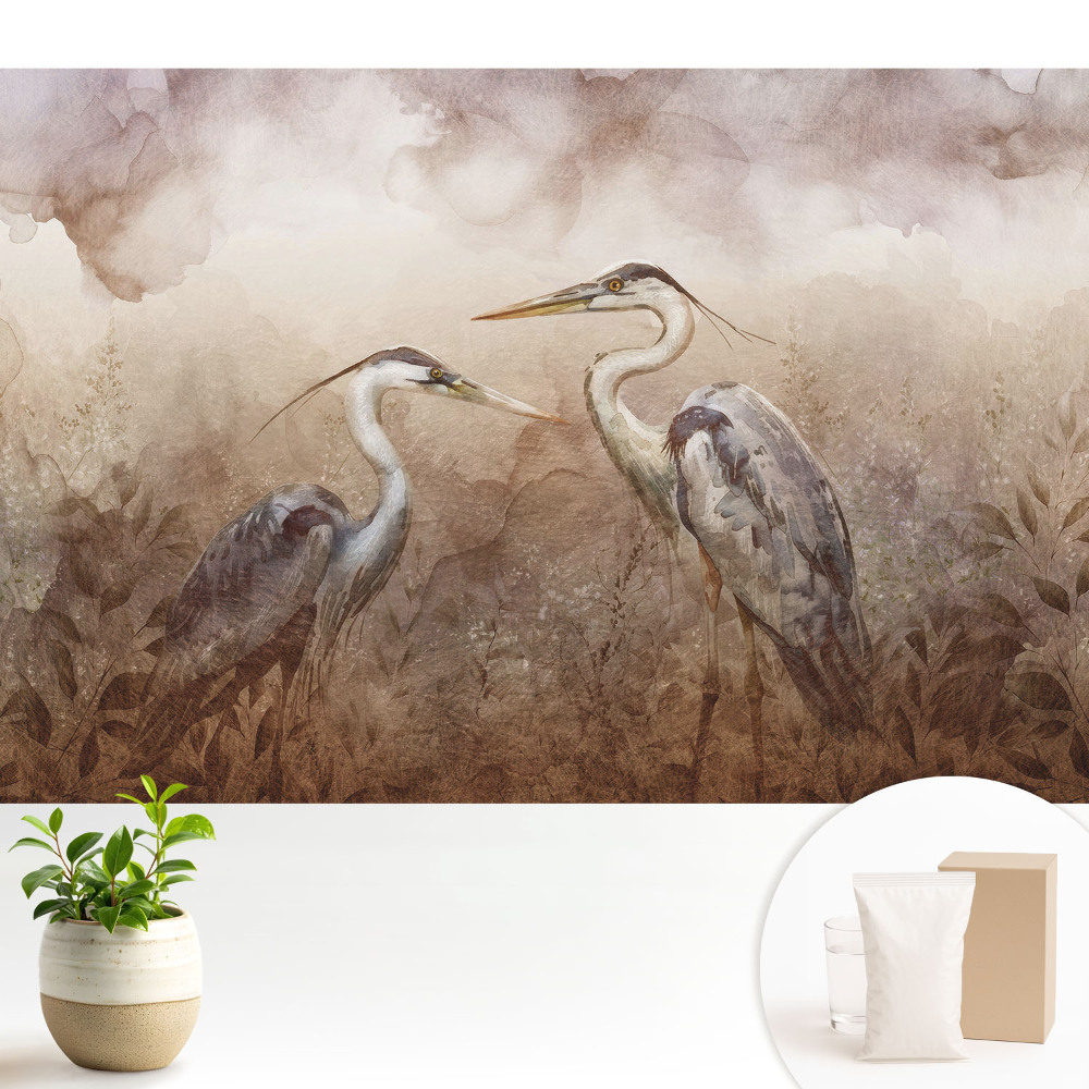 Fototapeta do salonu Dwa żurawie w delikatnych kolorach