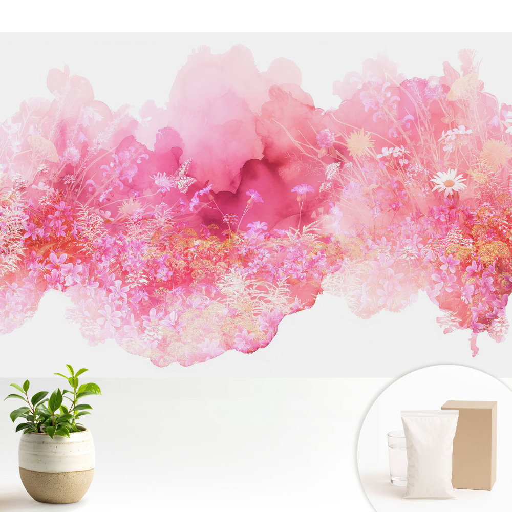 Fototapeta z nadrukiem na flizelinie Kwiatowa abstrakcja różowa