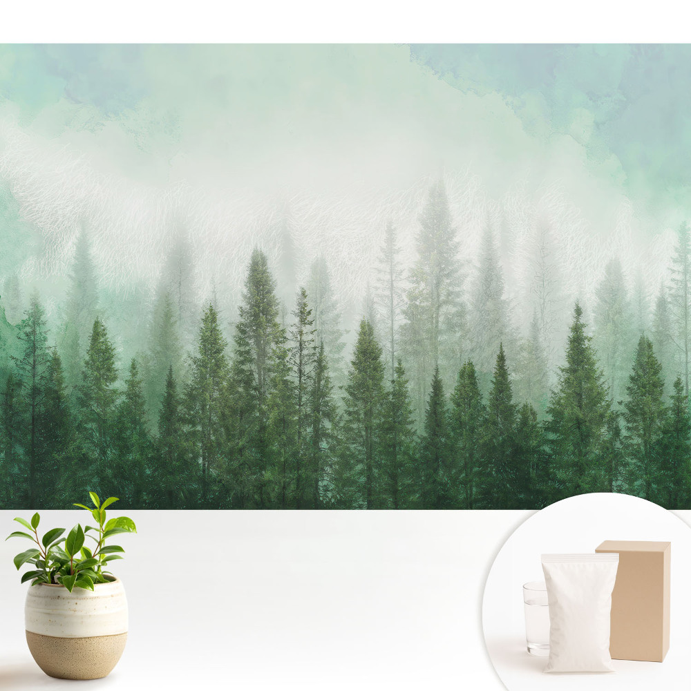 Fototapeta Leśny pejzaż z konturem wilka