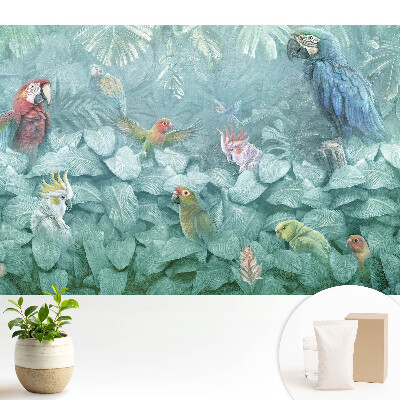 Fototapeta z nadrukiem na flizelinie Kolorowe papugi w tropikalnej dżungli