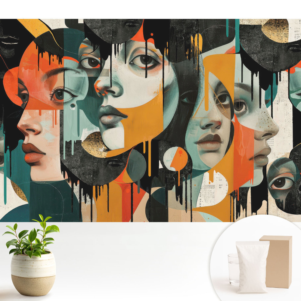 Fototapeta na wymiar do sypialni Abstrakcyjne twarze intensywne kolory