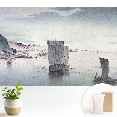 Fototapeta z nadrukiem na flizelinie Żaglówki na spokojnym akwenie wśród wzgórz