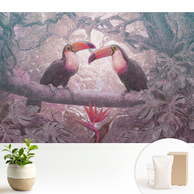 Fototapeta do salonu Kolorowe tukany w tropikalnej dżungli