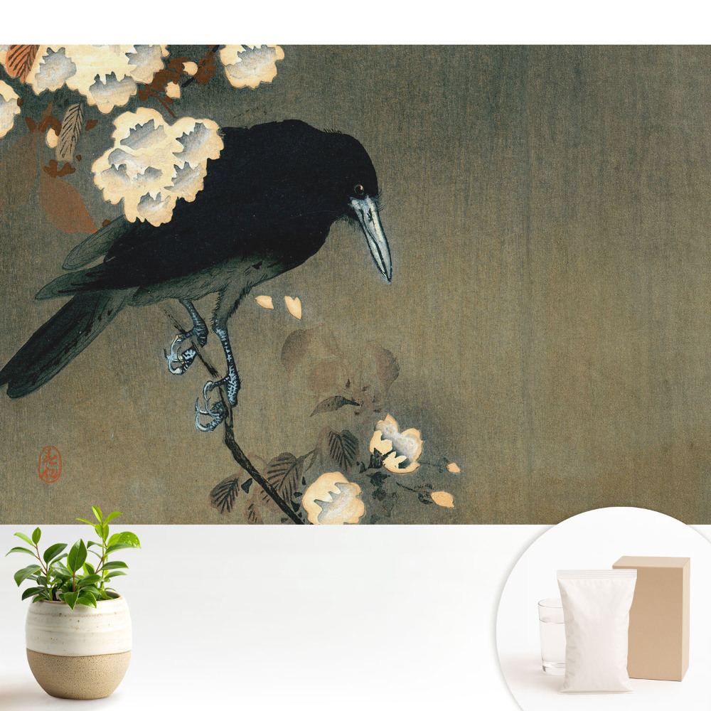 Fototapeta do salonu Japoński ptak w kwiatach