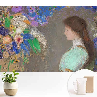 Fototapeta z nadrukiem na flizelinie Kobieta wśród kwiatów