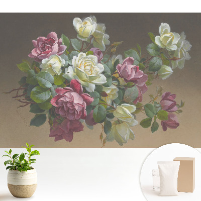 Fototapeta na wymiar do sypialni Romantyczne kwiaty liście kompozycja